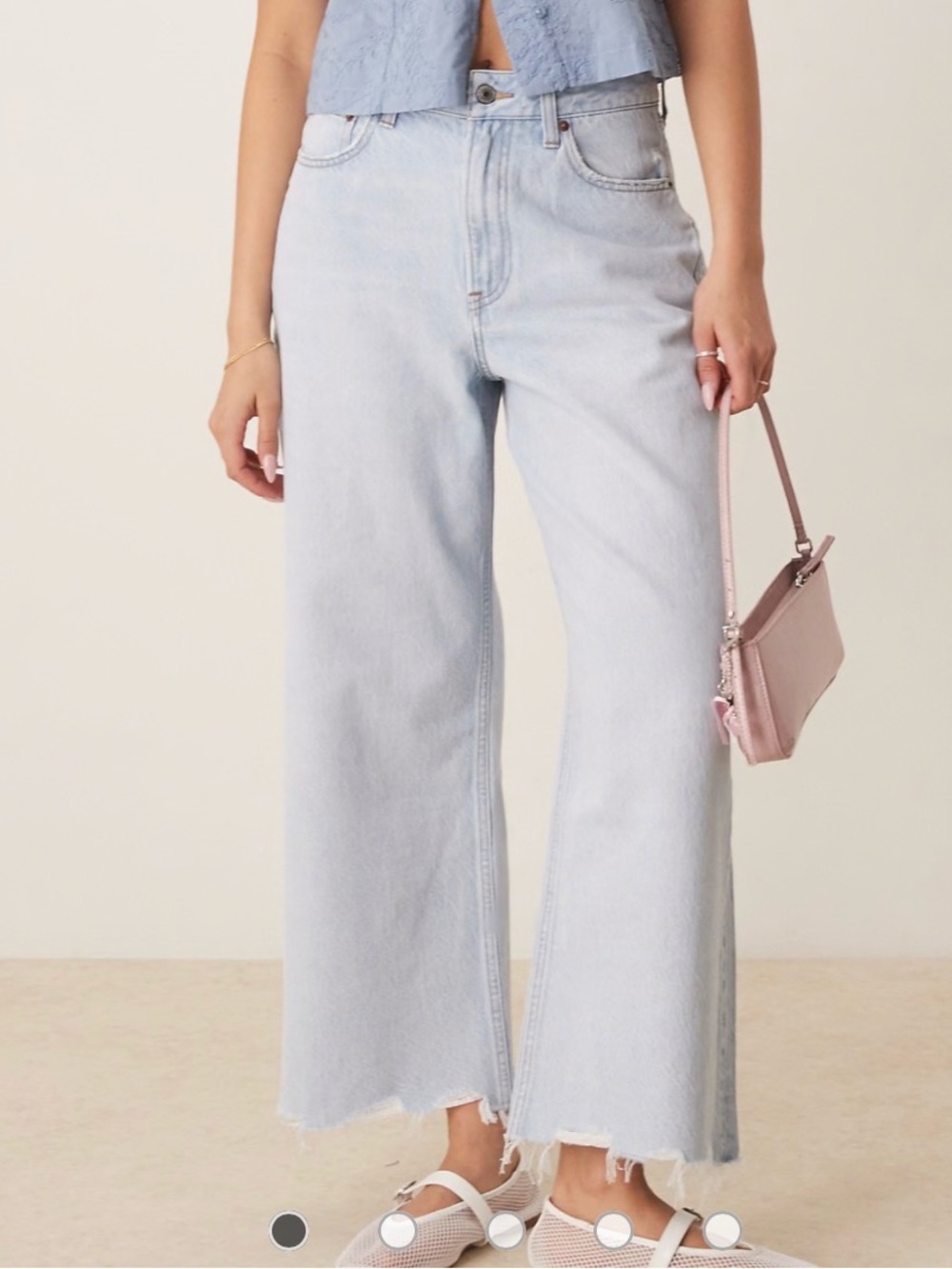 New Abercrombie & Fitch The Crop Wide-Leg High Rise Raw Hem Jeans 33 16L NWT